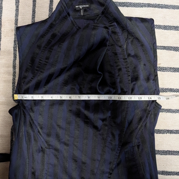 Vintage Ann Demeulemeester Purple and Black Striped Sleeveless Jacket 38 SMALL - Picture 7 of 8